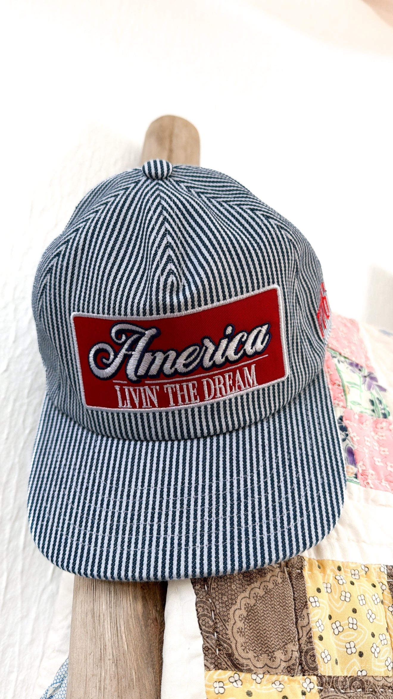 Livin The Dream Hat, Navy/White Striped