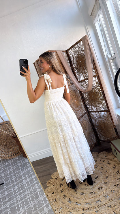 Penelope Floral Maxi Dress, Ivory Cream