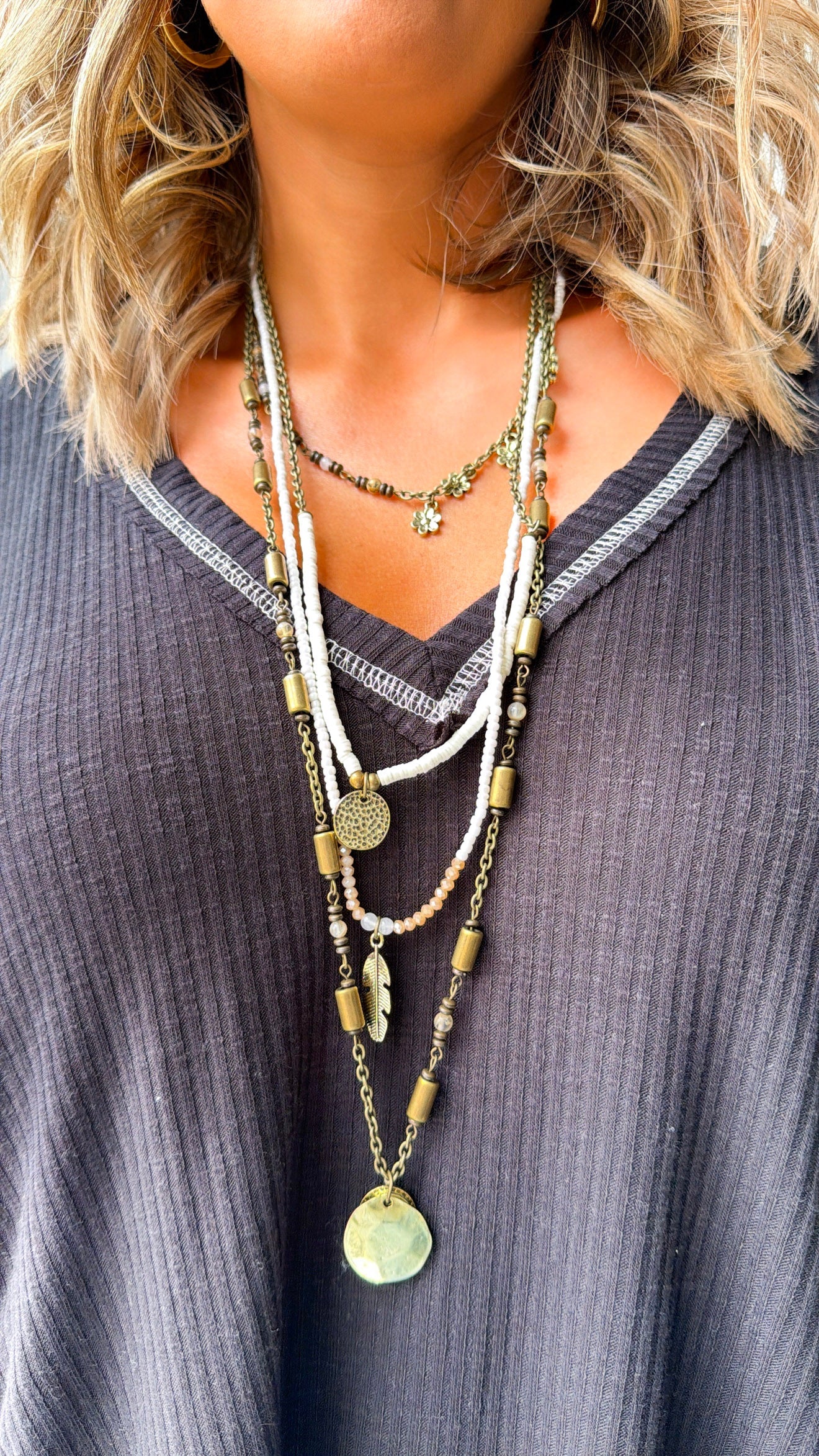 Montana Road Layered Necklace, Ivory