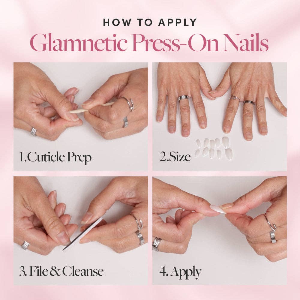 First Kiss Press-On Nails | Short Almond Pink Chrome Finish