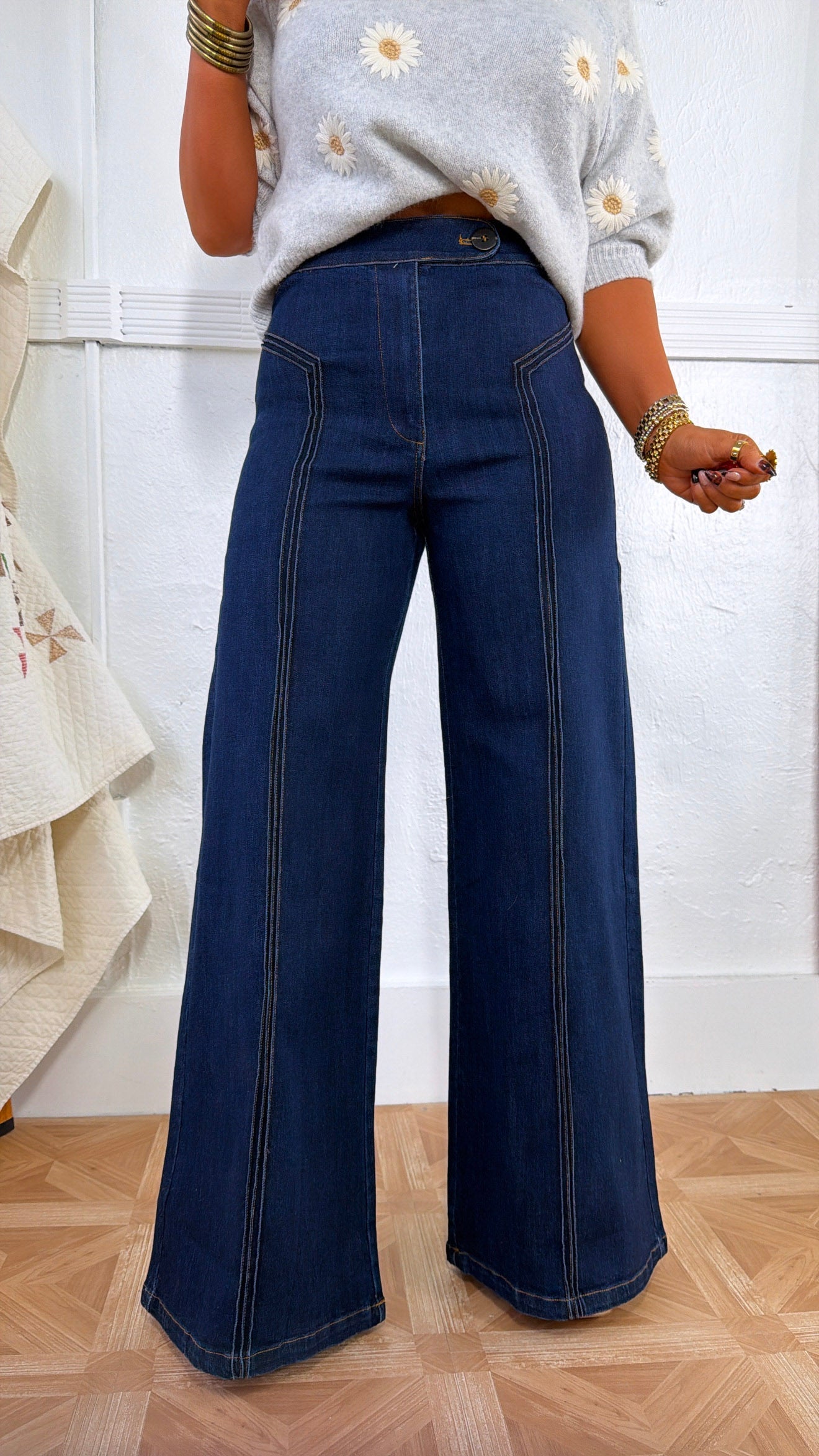 Dallas Wide Leg Denim, Dark Denim