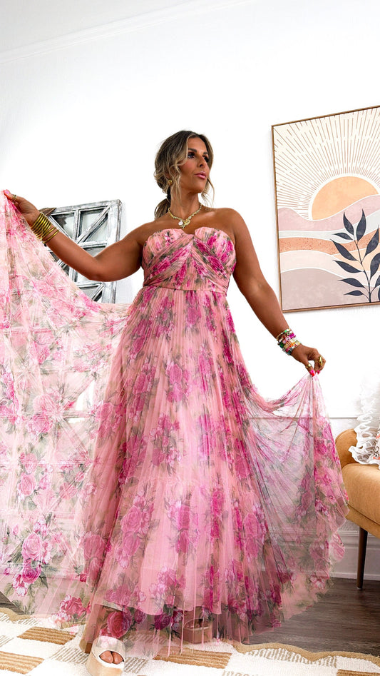 Garden Goddess Maxi Dress, Blush Pink