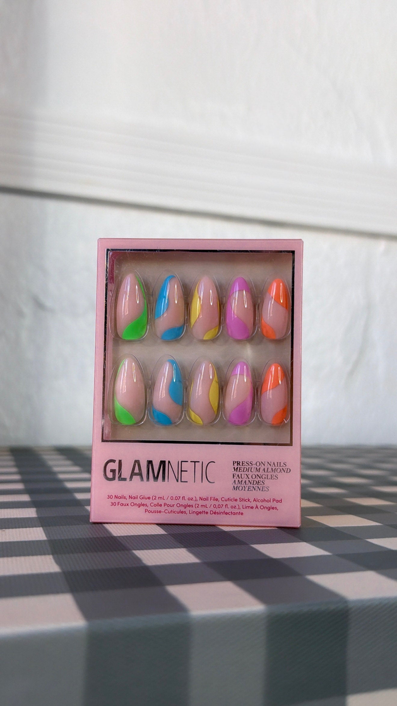 Rainbow Puff Press-On Nails |Medium Almond Multicolor Summer