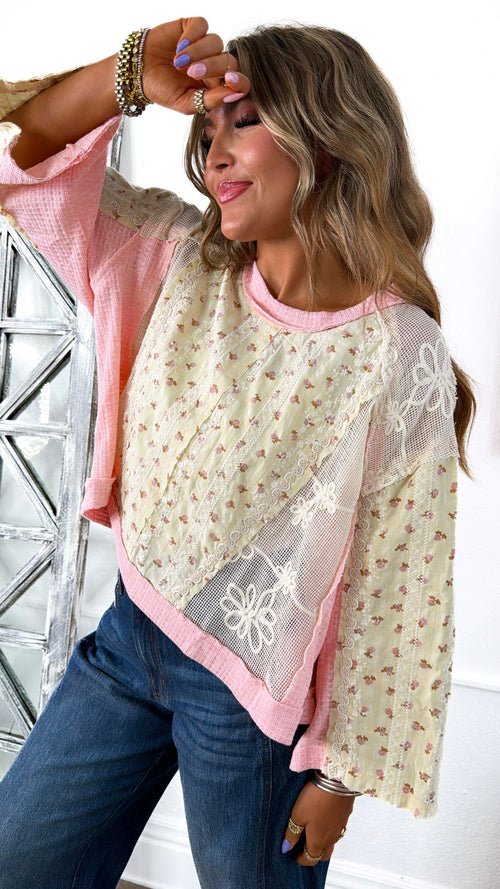 Golden Petal Blouse, Peach Pink