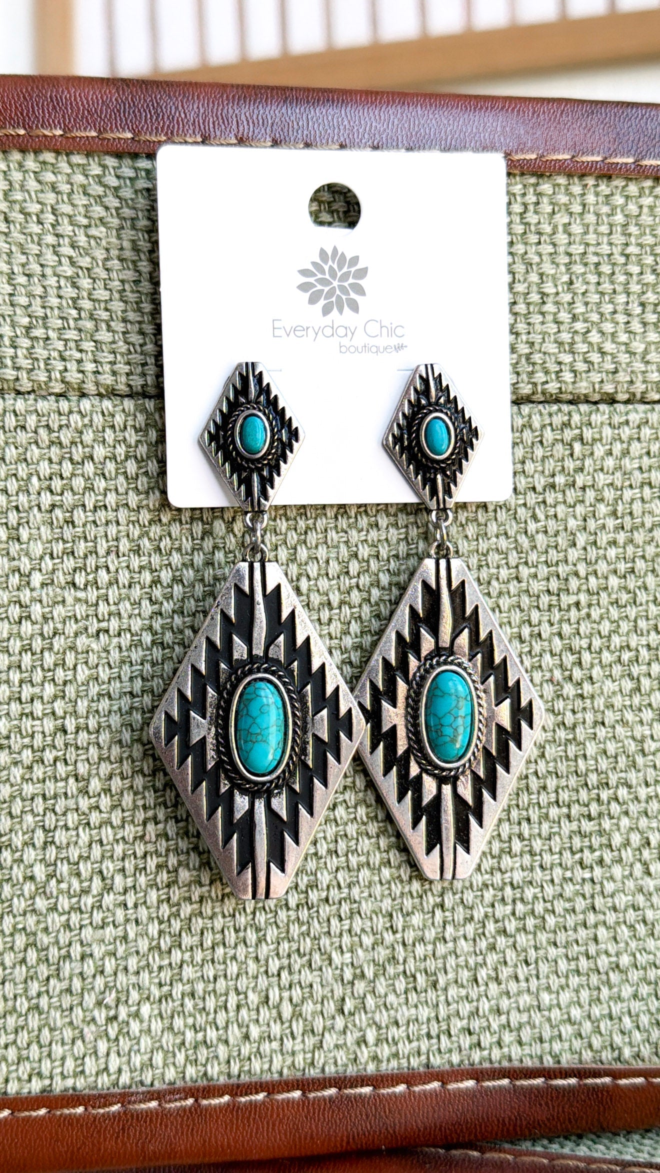 Bluebell Canyon Concho Earring, Antique Silver/ Turquoise