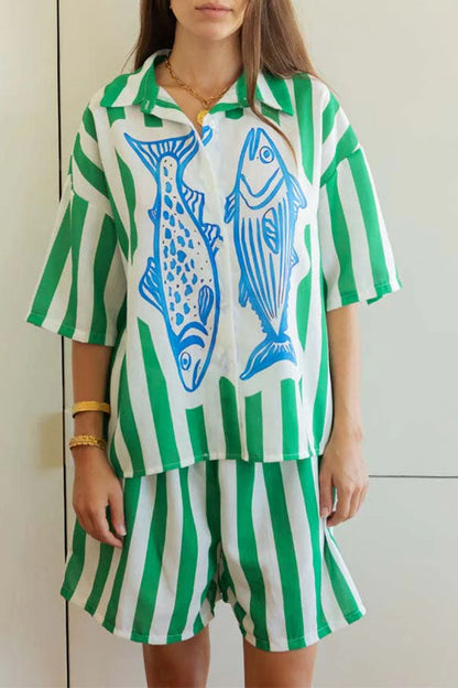 Seaside Holiday Striped Loungewear Set