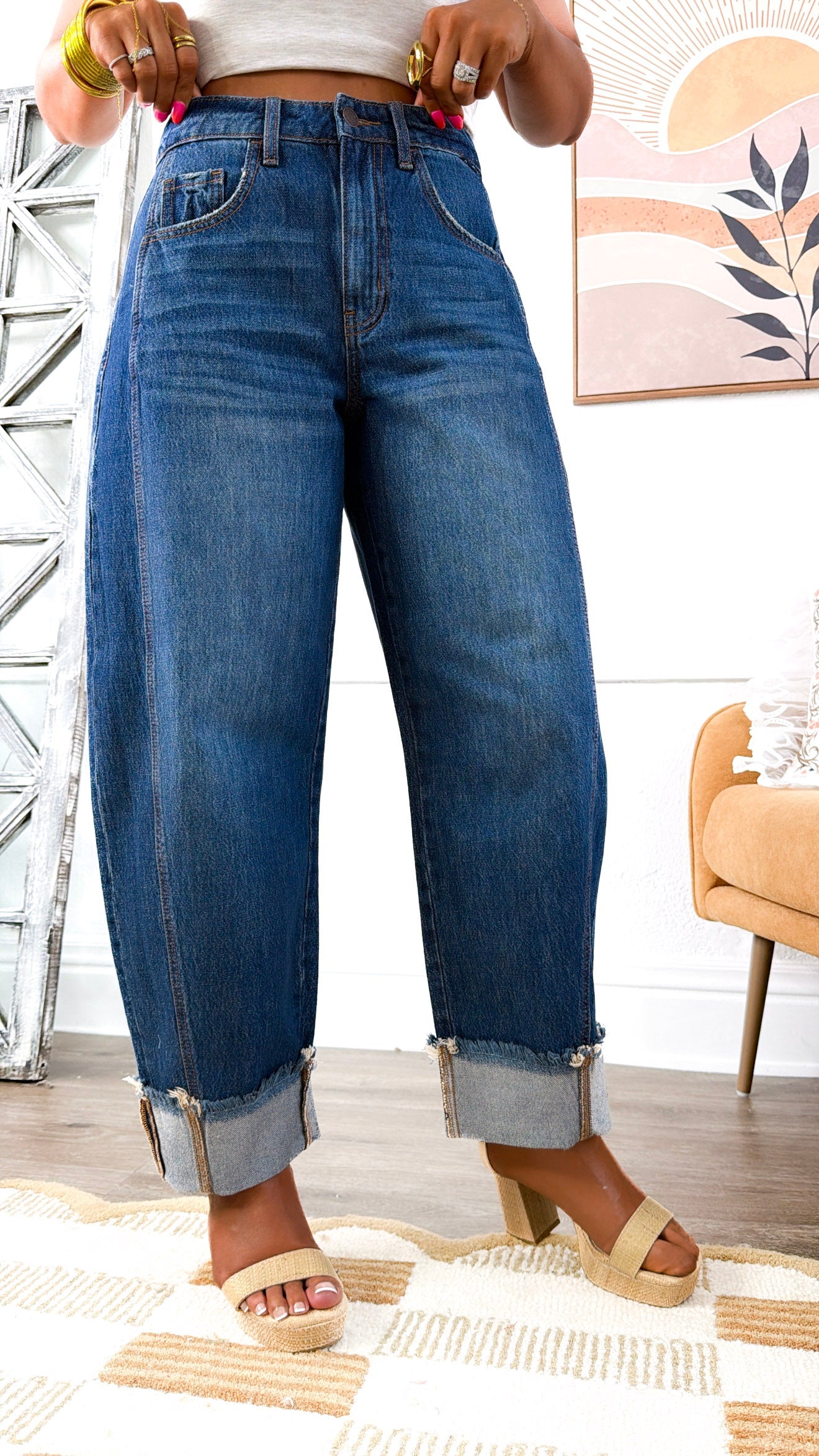 Canvas Curve Barrel Denim, Dark Wash