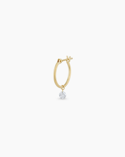 18K Floating Diamond Single Huggie
