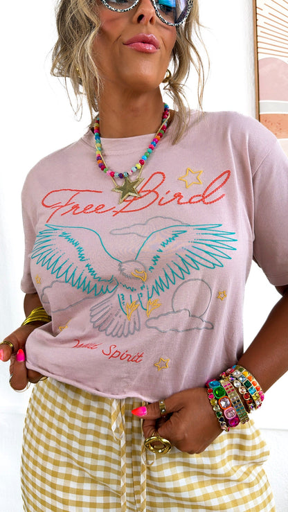 Cropped Free Bird Tee, Rose