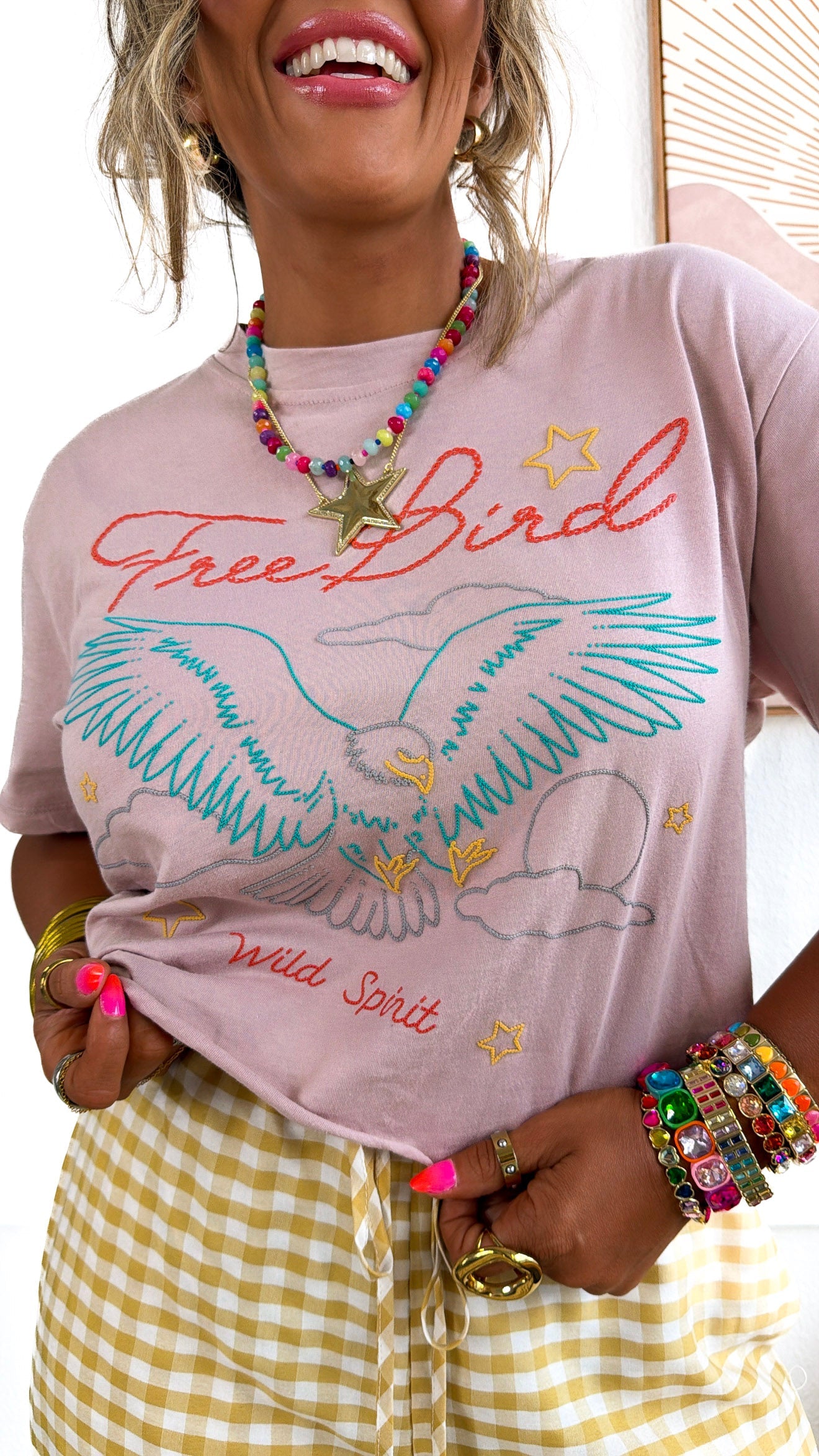 Cropped Free Bird Tee, Rose
