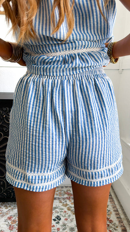 BY TOGETHER: Beach Day Two Piece Set, Blue/White