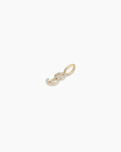14K Diamond Script Alphabet Charm