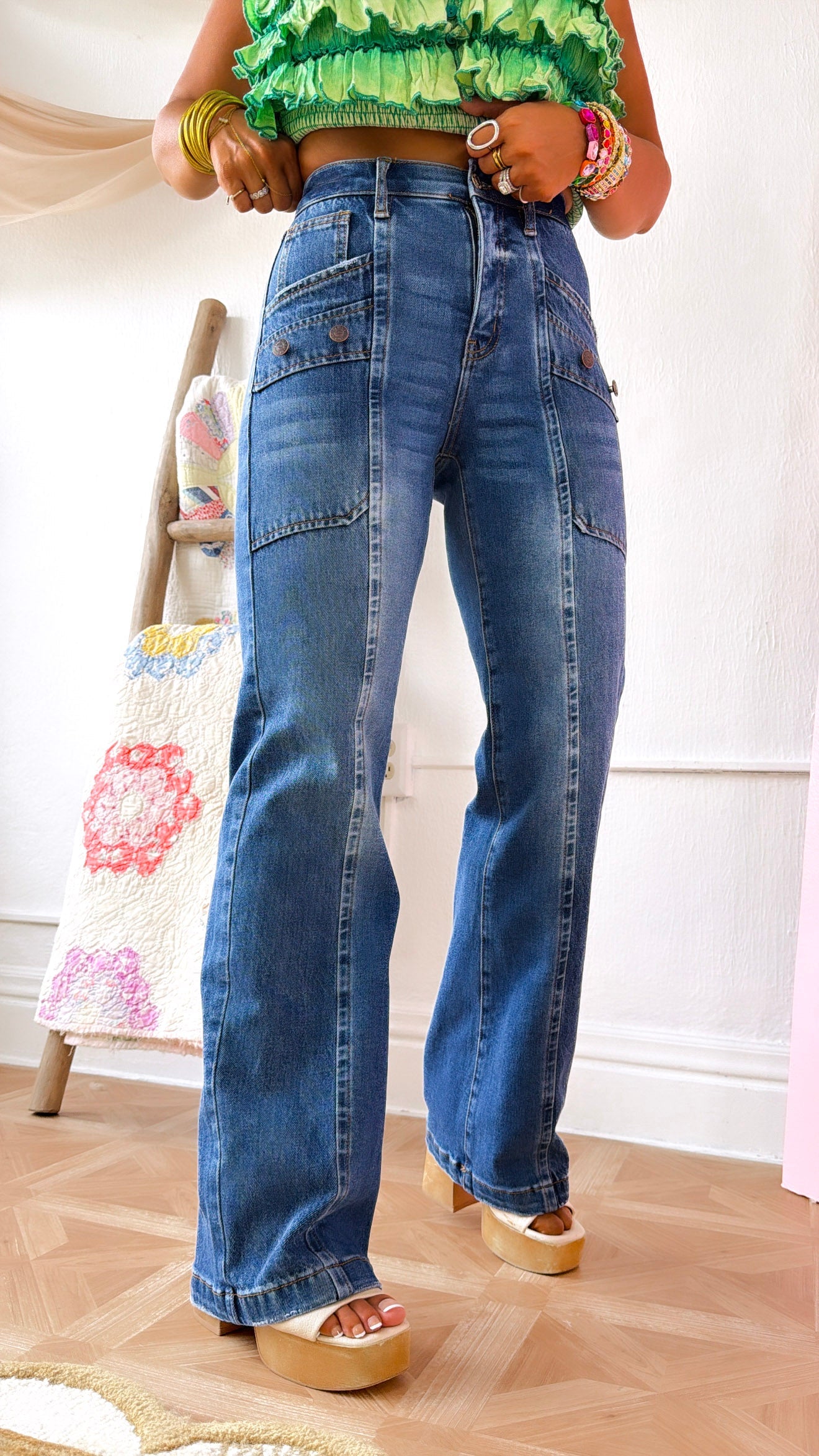 Austin Bootcut Pocket Jeans, Medium Dark