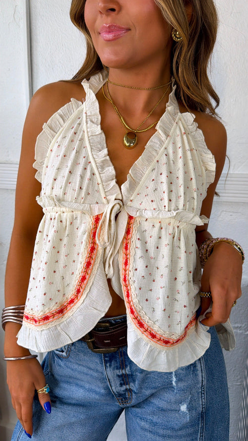 Azula Renne Halter Top, Cream