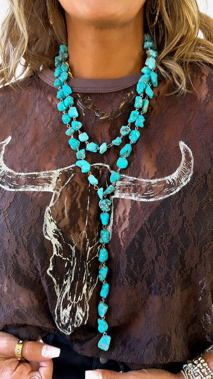 Multi Strand Drop Necklace, Turquoise