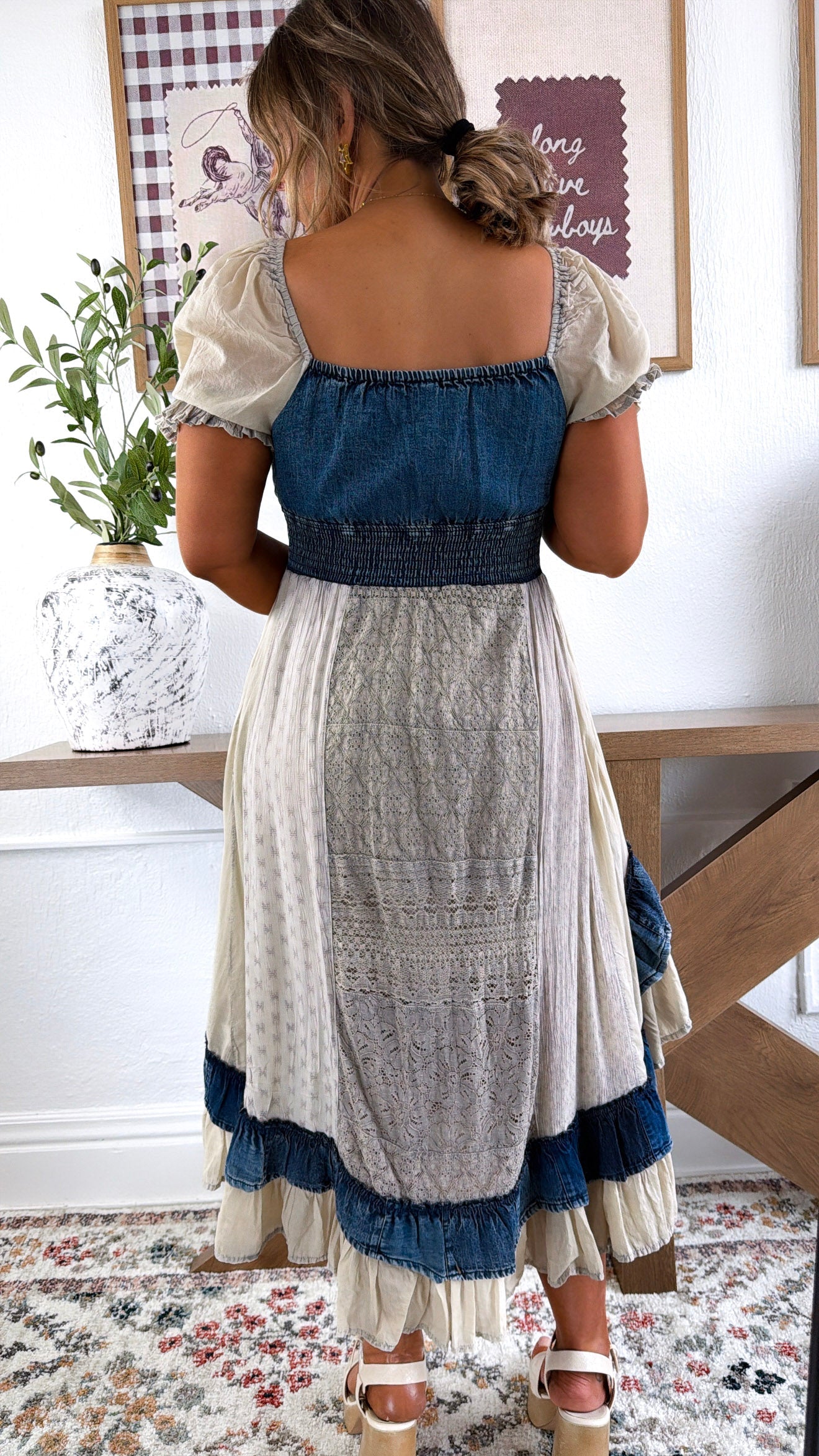 Denim Dreams Maxi Dress, Latte