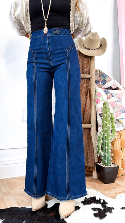 Dallas Wide Leg Denim, Dark Denim