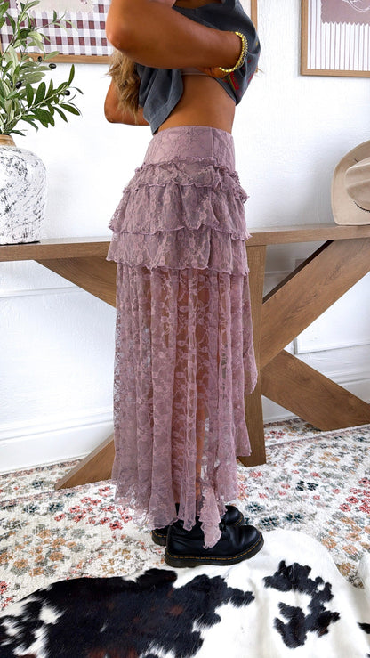 Jasmine Tiered Maxi Skirt, Coco Lavender