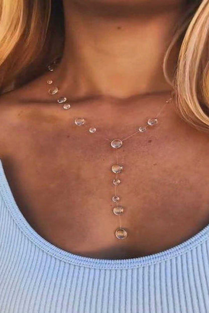 Clear Crystal Dewdrop Collarbone Necklace