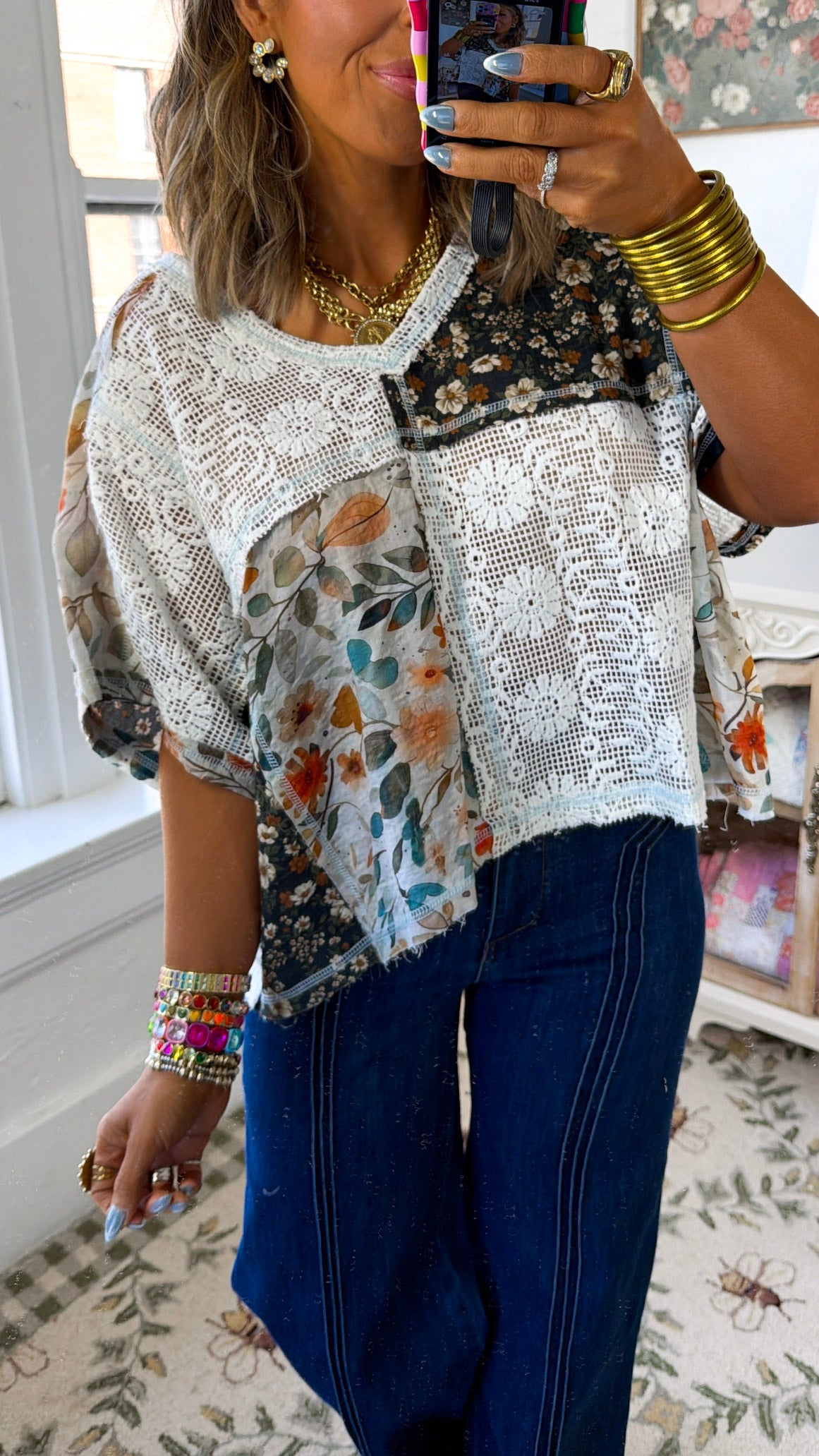 Patchwork Blouse, Ivory Multi