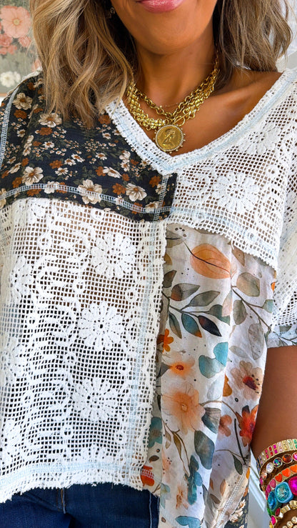 Patchwork Blouse, Ivory Multi