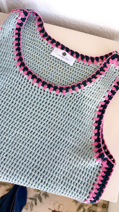 Crochet Dreams Tank Top, Powder Blue