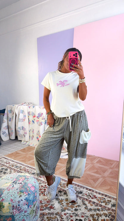 Beachy Patch Tee, Butter/Pink