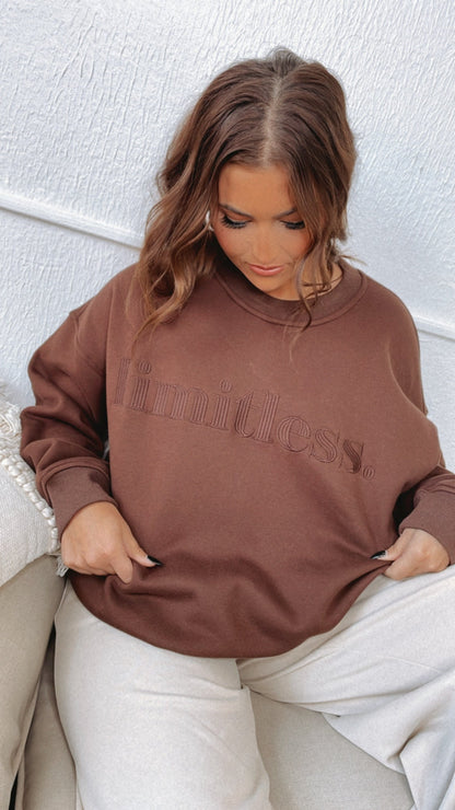 Limitless Embroidered Sweatshirt, Brown
