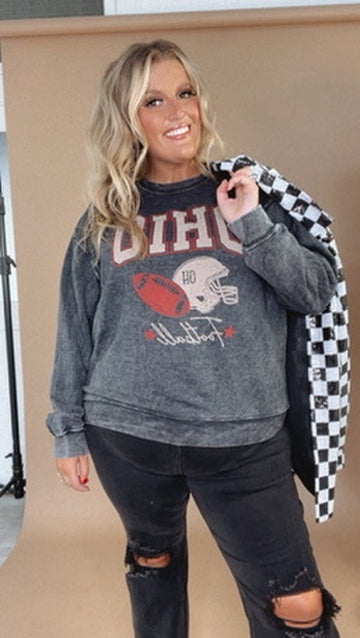 Ohio Football Mineral Washed Sweatshirt, Black