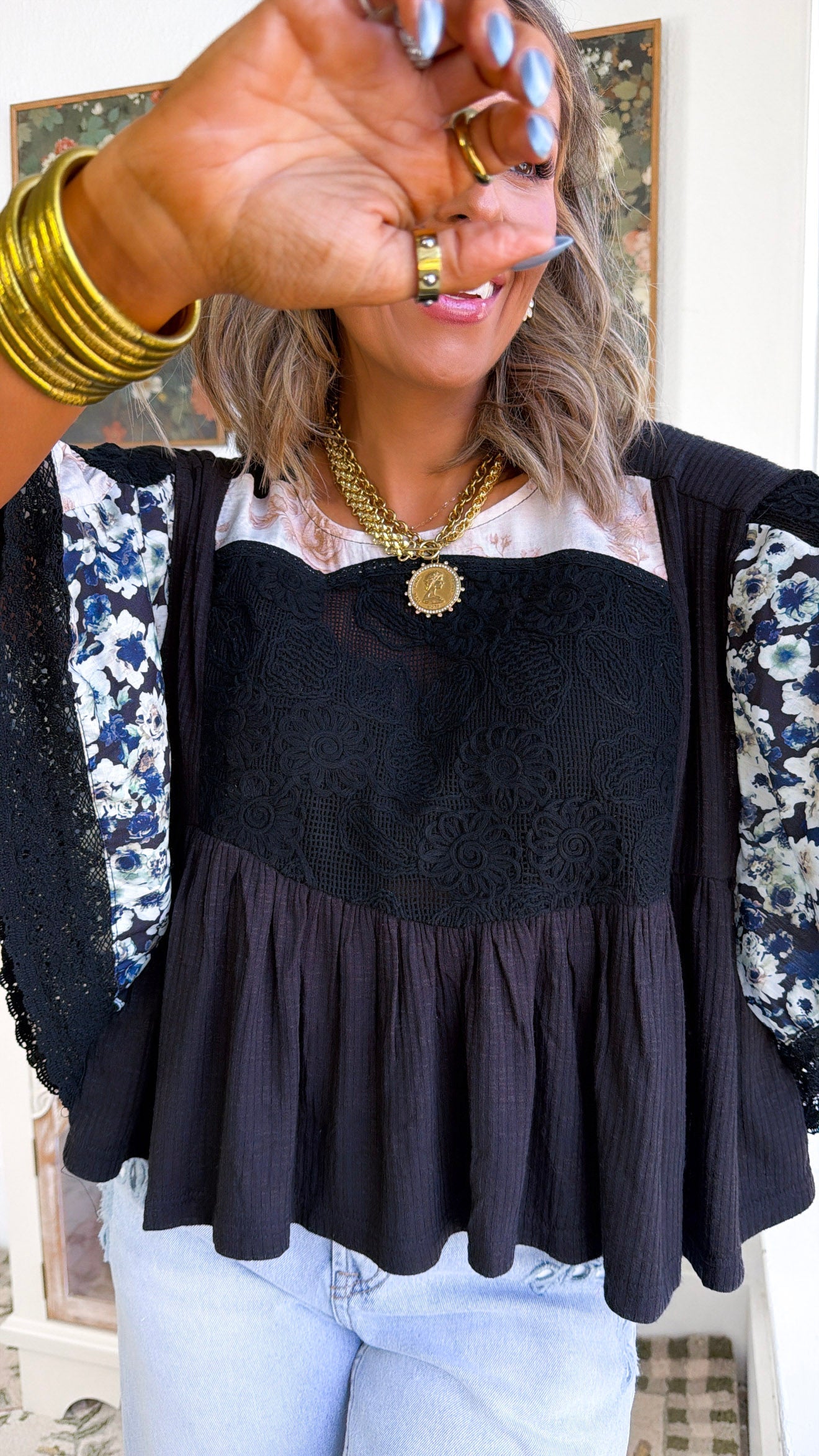 Picnic Day Blouse, Black