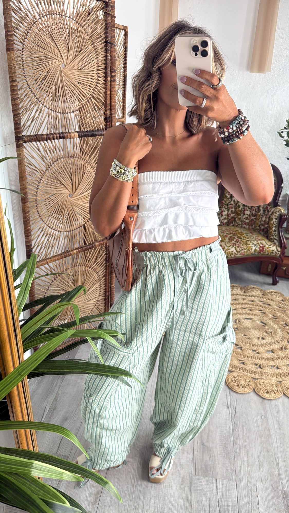 Layered Ruffled Tube Top, White
