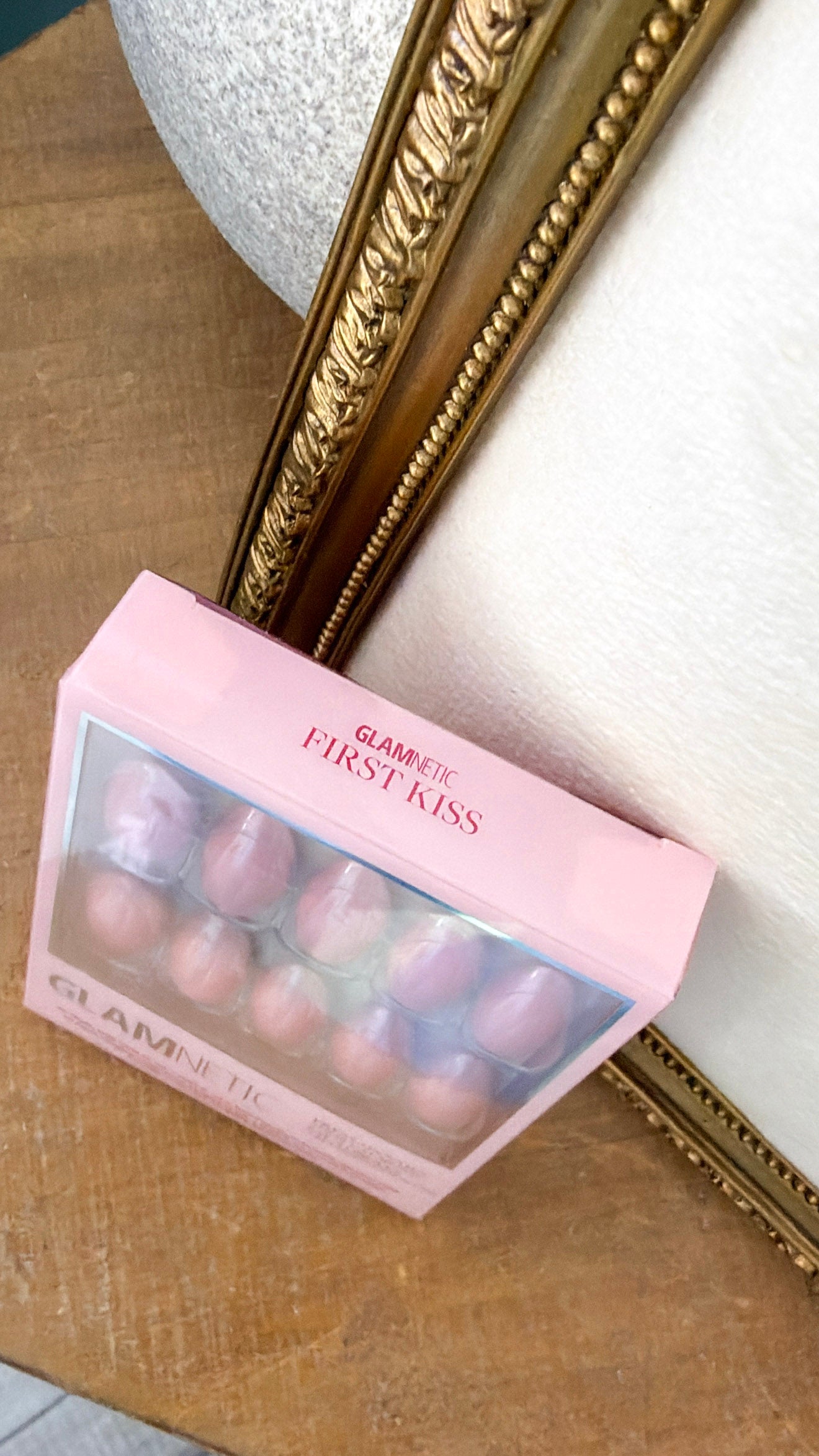 First Kiss Press-On Nails | Short Almond Pink Chrome Finish