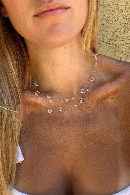 Clear Crystal Dewdrop Collarbone Necklace