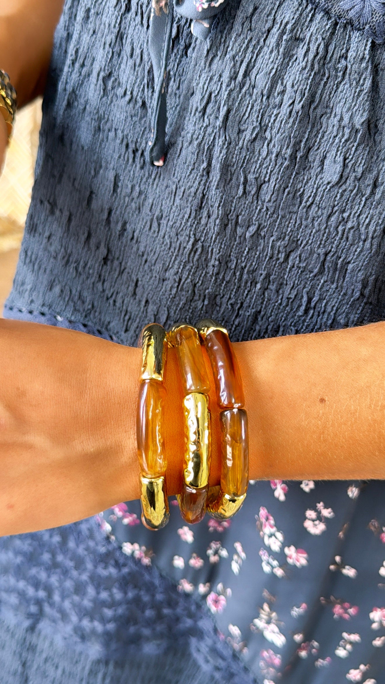 Golden Meadow Bracelet Stack, Tortoise / Gold