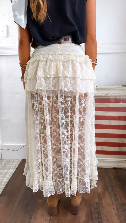 Jasmine Tiered Maxi Skirt, Cream