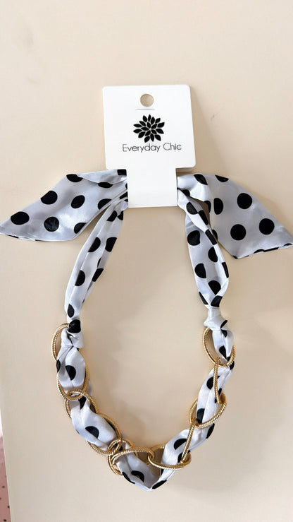 Polka Dot Charm Necklace, White/Black