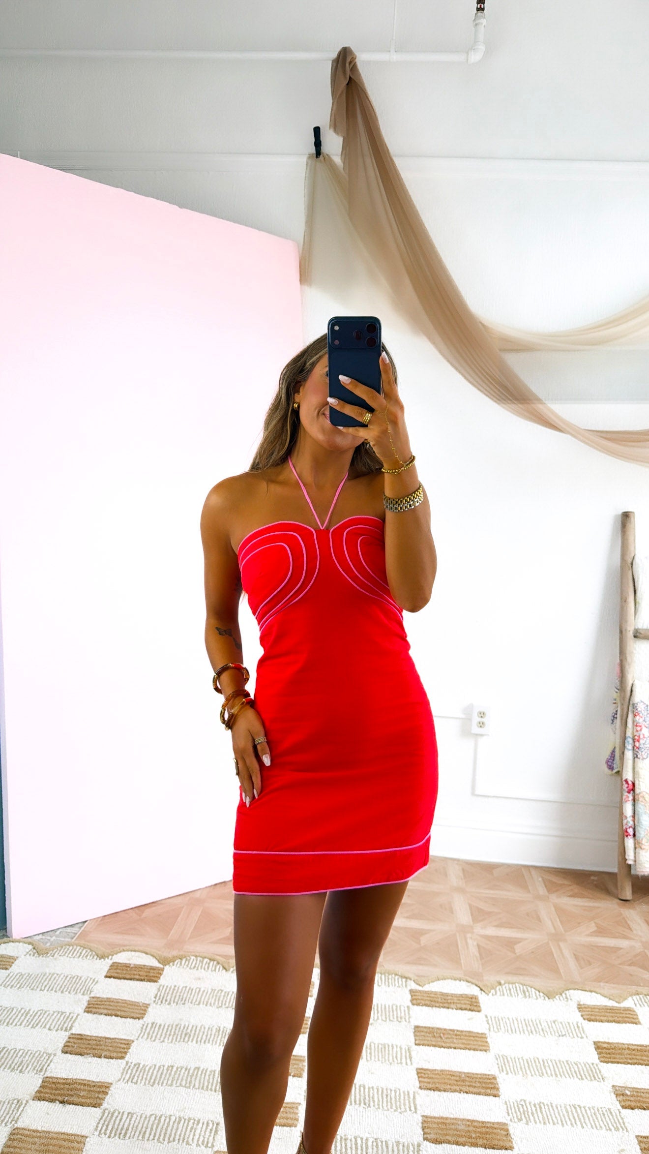 Cherry Kiss Mini Dress, Red