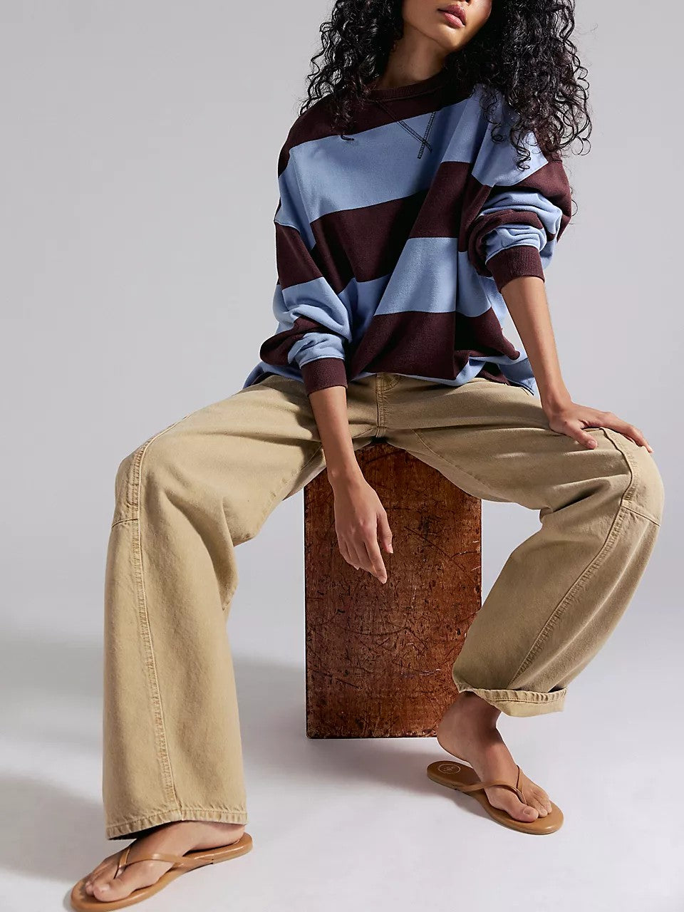 FREE PEOPLE Classic Striped Oversized Crewneck