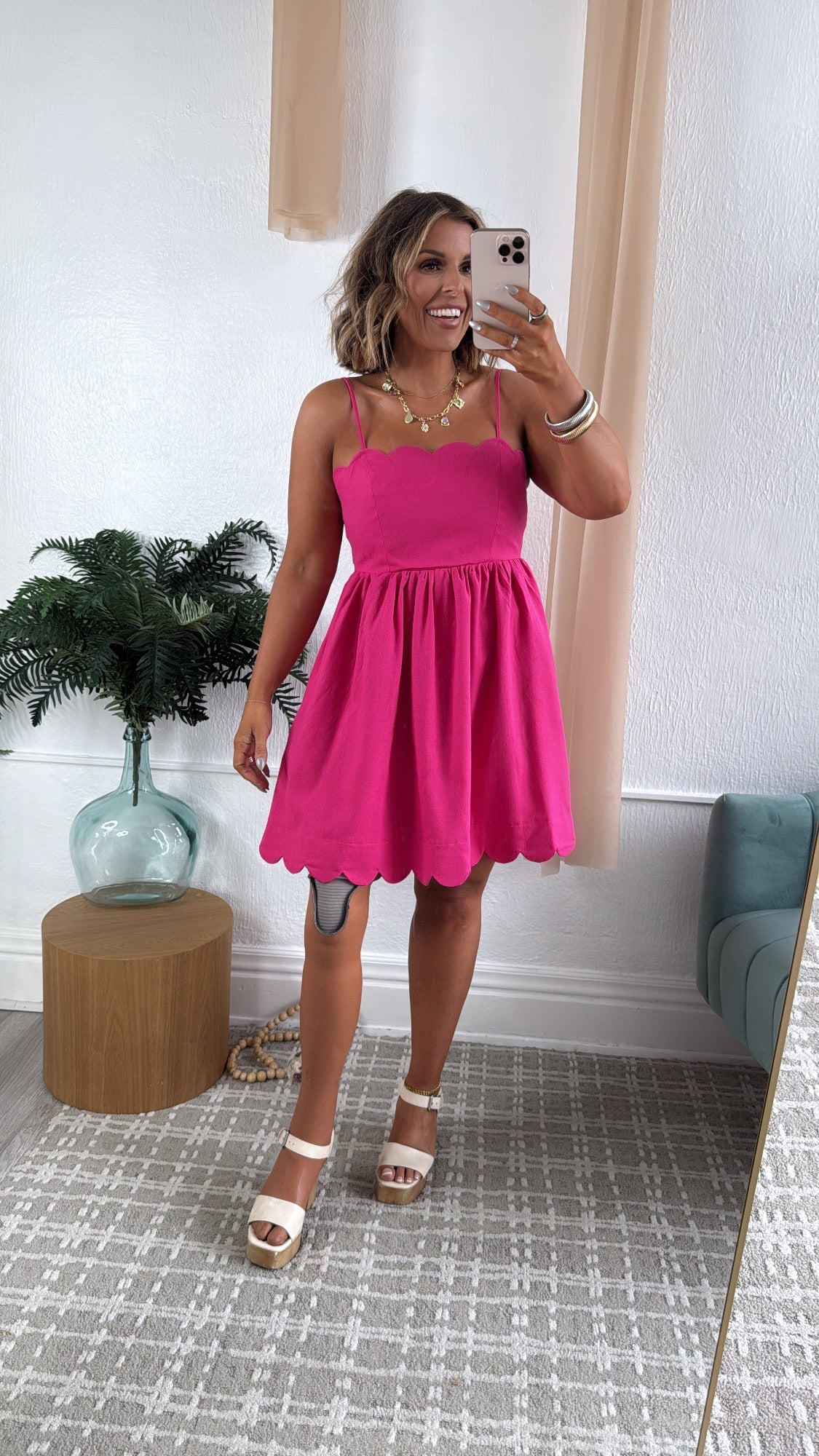 Pink Martini Scalloped Detail Dress