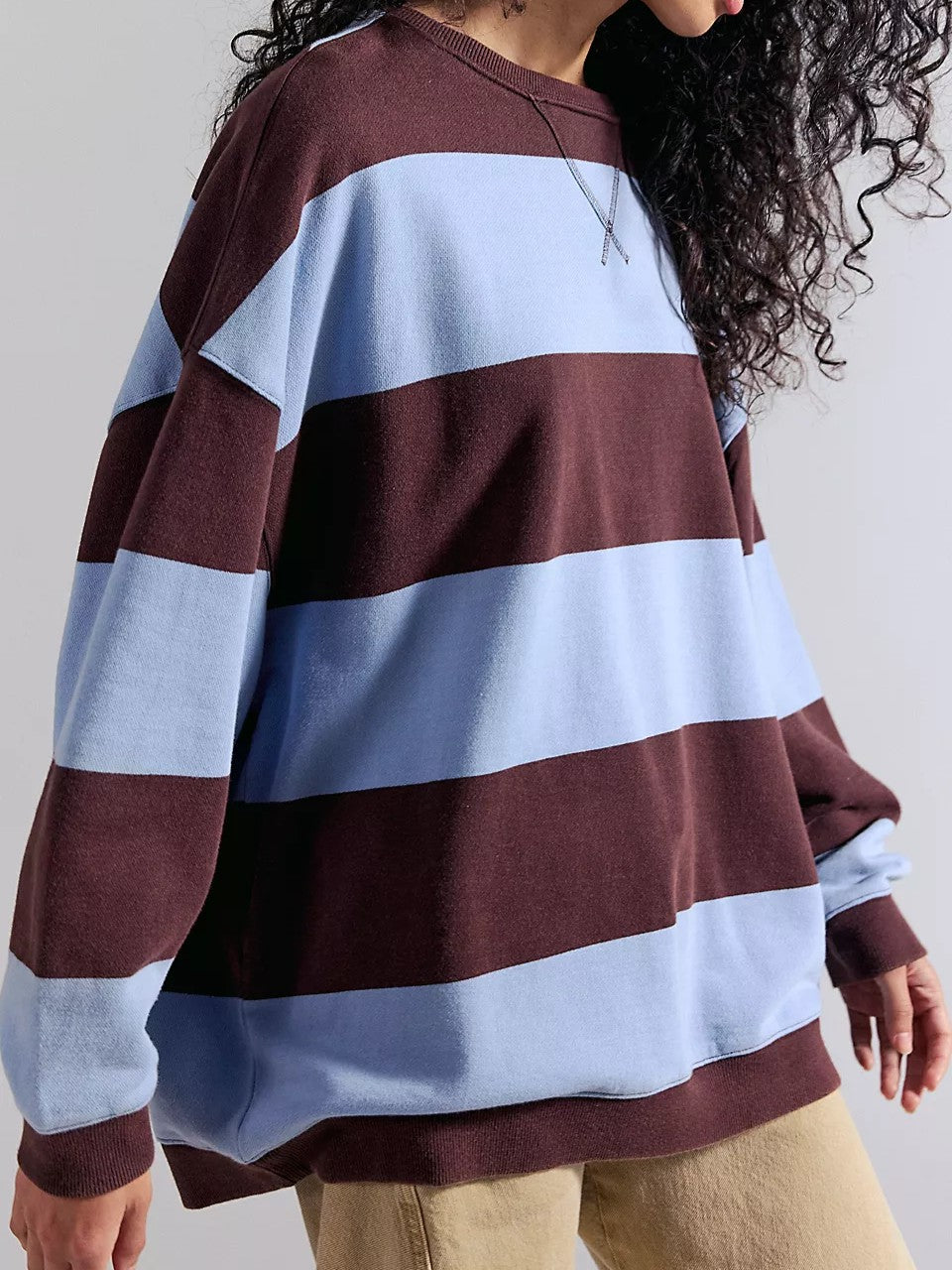 FREE PEOPLE Classic Striped Oversized Crewneck