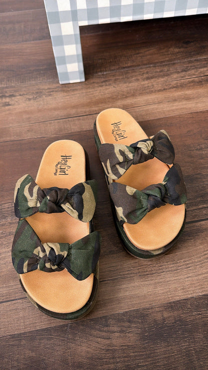 CORKYS: Knotty Slip On Sandals, Camo