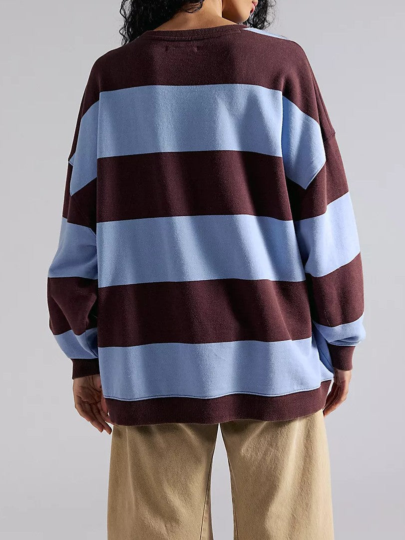 FREE PEOPLE Classic Striped Oversized Crewneck