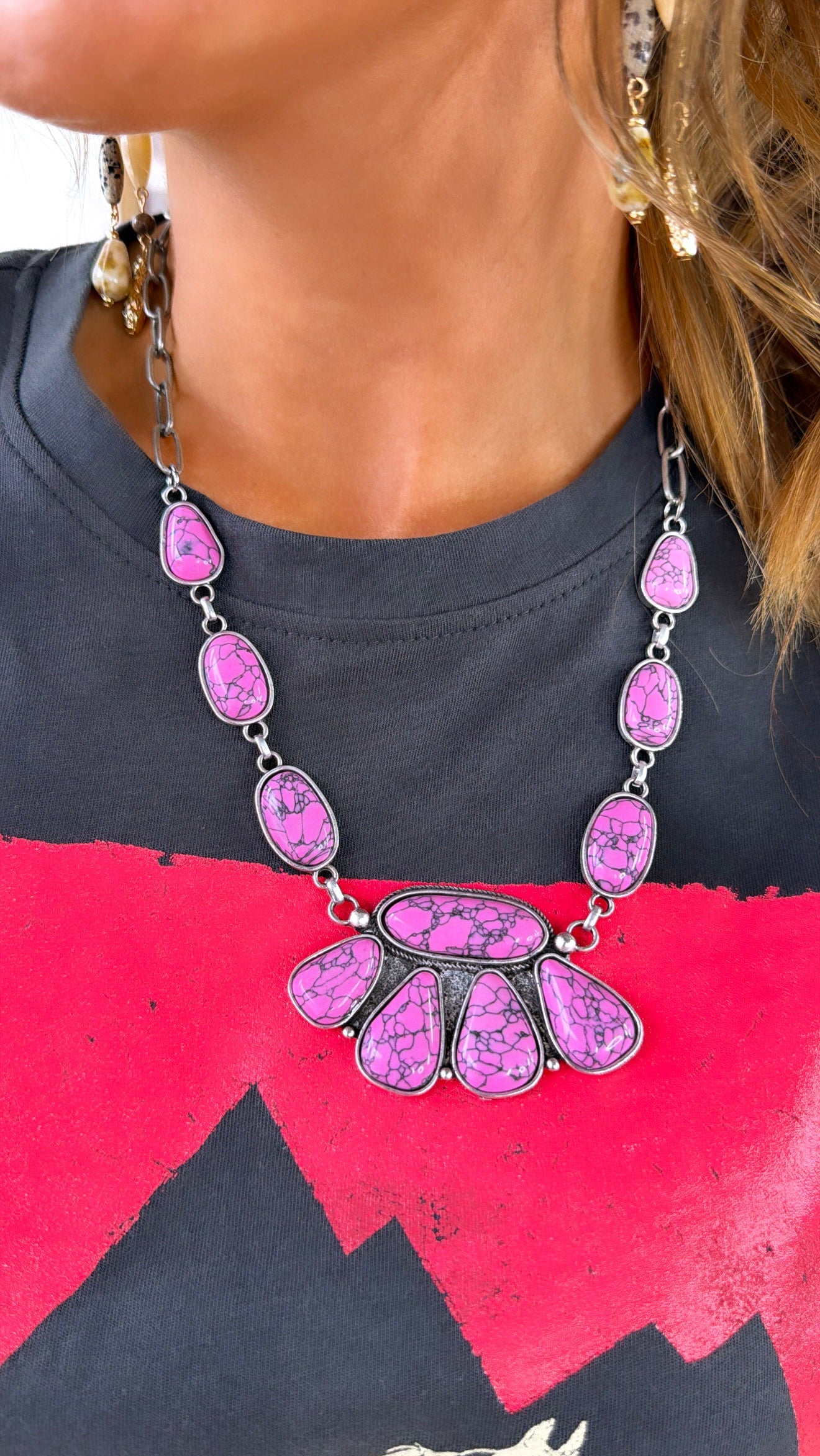 Metal PawChain Necklace, Lt.Pink