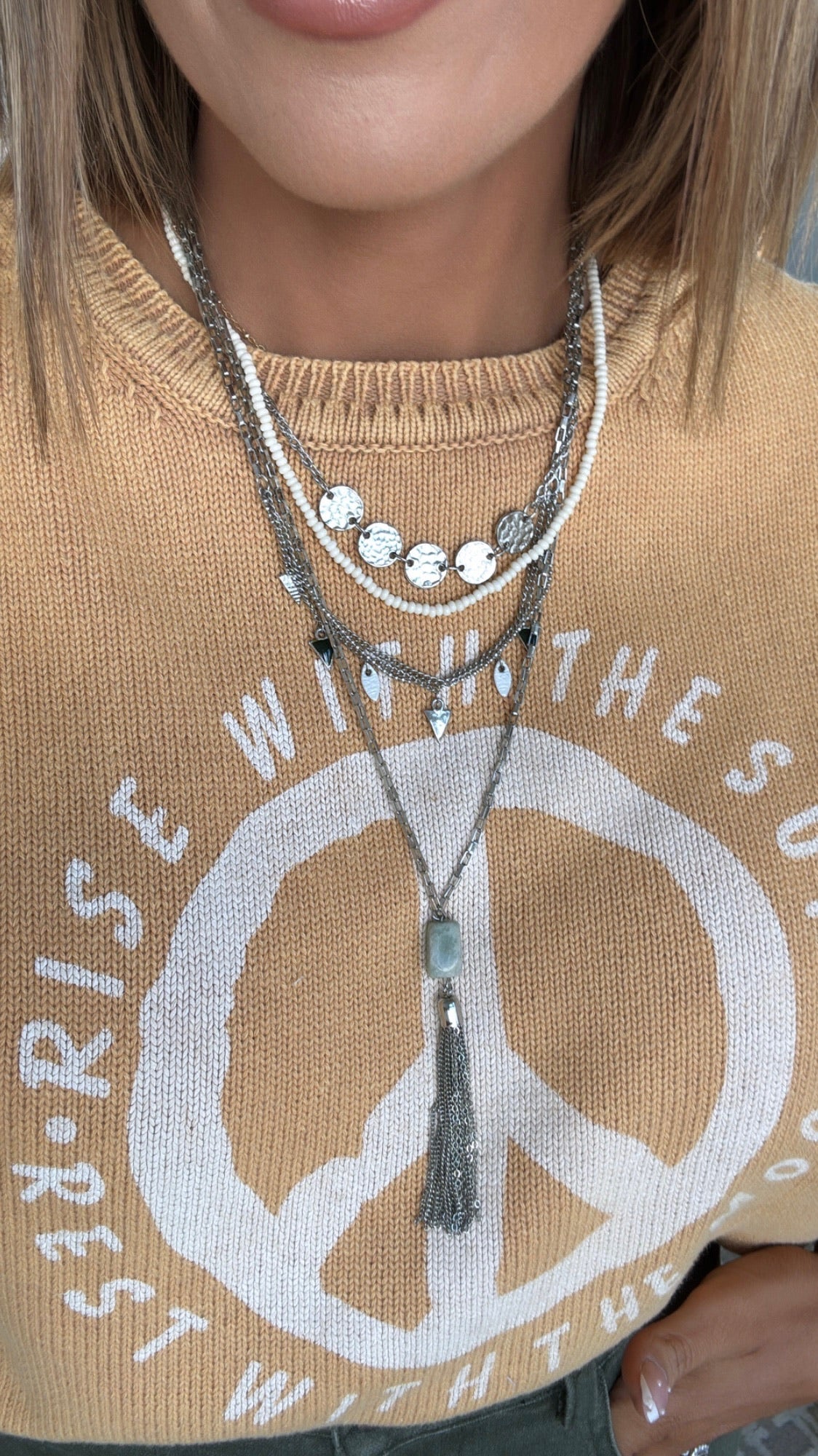In The Mix Gemstone Necklace, Silver