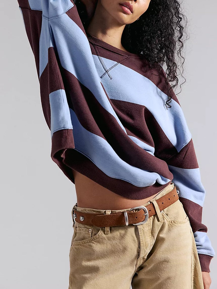 FREE PEOPLE Classic Striped Oversized Crewneck