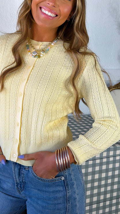 Bloomsbury Knit Cadigan, Pastel Yellow