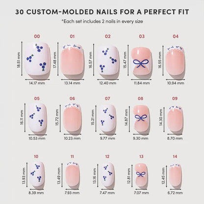 Blue A Kiss Press-On Nails | Short Squoval Valentine Ribbons