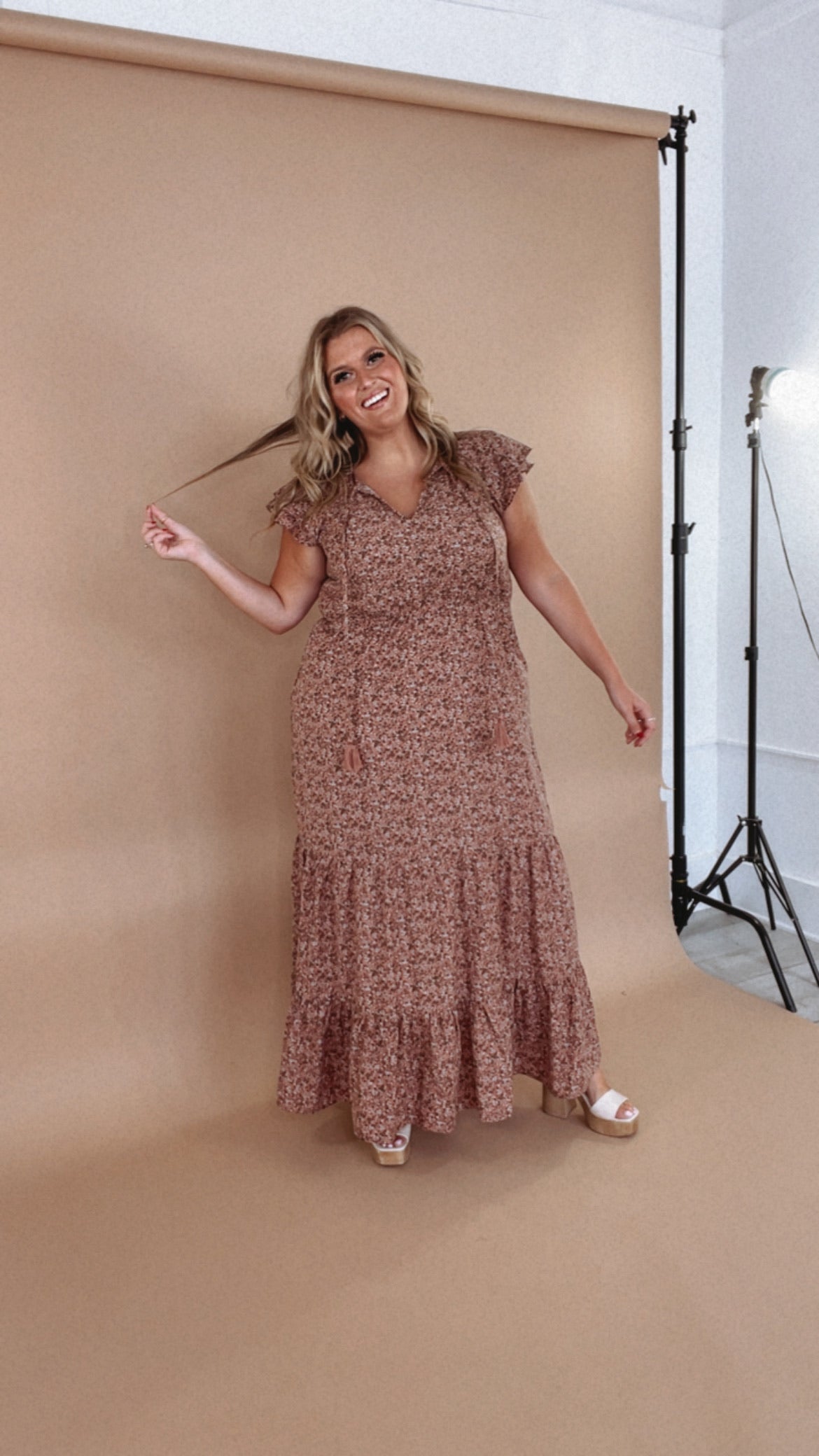 ECB Exclusive: Melody Floral Maxi Dress, Mauve