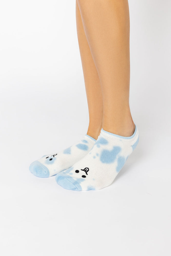 Silly Face Low Rise Socks - Blue Tie Dye