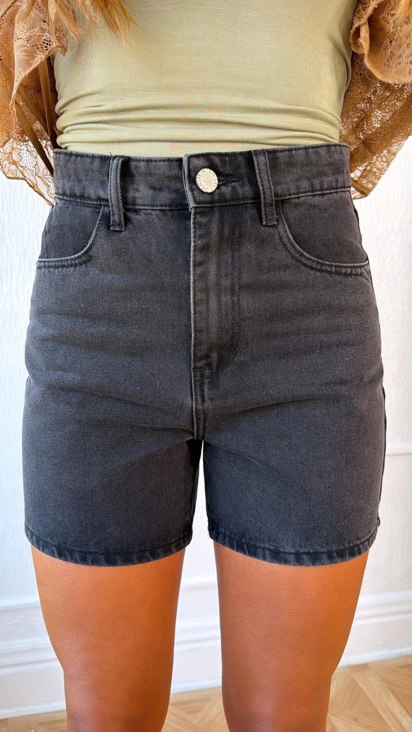 Daily Wear Denim Mom Shorts, Black
